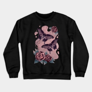 Butterflies with roses Crewneck Sweatshirt